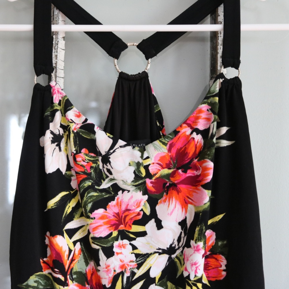 Black floral halter dress White House Black Market